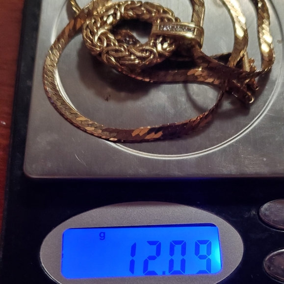 14k Italian herringbone necklace & 14k pendant - Picture 8 of 8